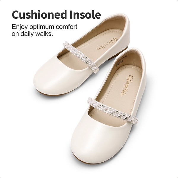 Girl's Strap Mary Jane Ballerina Flats - IVORY - 2